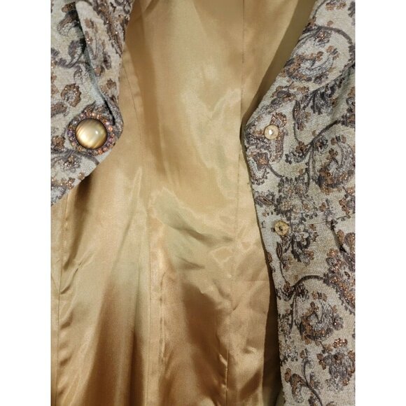 Classiques Entier Womens Tan and Brown Brocade Style Dress Coat sz Small Petite - Picture 4 of 9